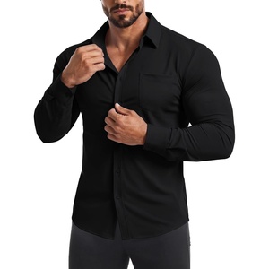 image:imageCOOFANDY Mens Muscle Fit Dress Shirt Wrinkle Free Sretch Shirts Long Sleeve Casual Button Down ShirtsBlack