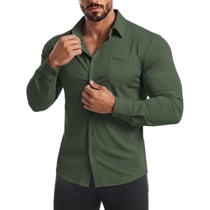 image:imageCOOFANDY Mens Muscle Fit Dress Shirt Wrinkle Free Sretch Shirts Long Sleeve Casual Button Down ShirtsDeep Green