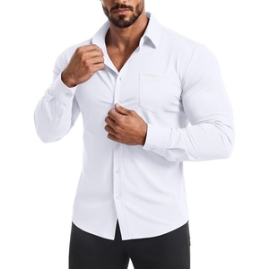 image:imageCOOFANDY Mens Muscle Fit Dress Shirt Wrinkle Free Sretch Shirts Long Sleeve Casual Button Down ShirtsWhite