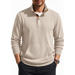 image:imageCOOFANDY Mens Quarter Button Pullover Sweatshirts 14 Button Casual SweaterBeige