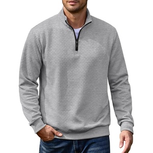image:imageCOOFANDY Mens Quarter Zip Pullover 2026 Fashion Texture 14 Zip SweatshirtMedium Grey Heather