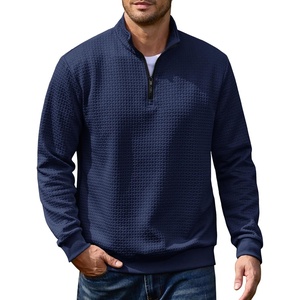 image:imageCOOFANDY Mens Quarter Zip Pullover 2026 Fashion Texture 14 Zip SweatshirtNavy Blue