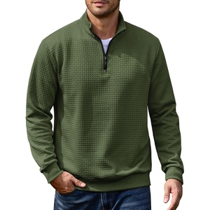 image:imageCOOFANDY Mens Quarter Zip Pullover 2026 Fashion Texture 14 Zip SweatshirtOlive Green