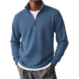 image:imageCOOFANDY Mens Quarter Zip Pullover FleeceLined Mock Neck Sweatshirt CasualBlue