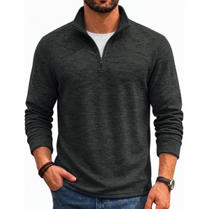 image:imageCOOFANDY Mens Quarter Zip Pullover Sweater Regular Fit Fleece SweatshirtDark Grey