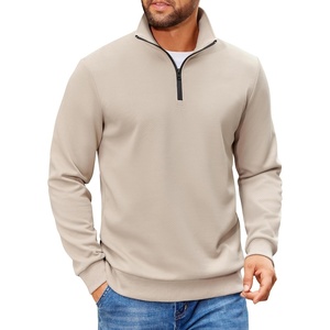 image:imageCOOFANDY Mens Quarter Zip Pullover Sweatshirt Casual Mock Neck Sweater 2026Light Khaki