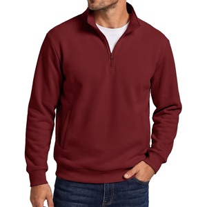 image:imageCOOFANDY Mens Quarter Zip Pullover Sweatshirt Fleece Mock Neck with PocketDark Red