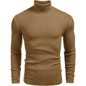 image:imageCOOFANDY Mens Ribbed Slim Fit Knitted Pullover Casual Turtleneck SweaterCamel