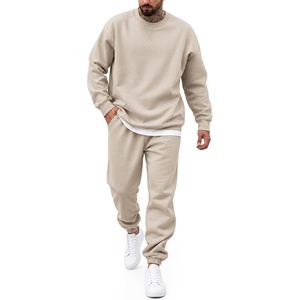 image:imageCOOFANDY Mens Sweatsuit Set Fleece Crewneck Sweatshirt and Jogger PantsLight Khaki