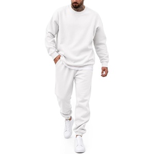 image:imageCOOFANDY Mens Sweatsuit Set Fleece Crewneck Sweatshirt and Jogger PantsWhite