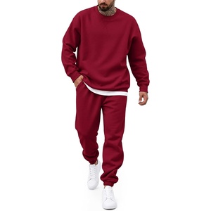 image:imageCOOFANDY Mens Sweatsuit Set Fleece Crewneck Sweatshirt and Jogger PantsWine Red
