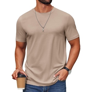 image:imageCOOFANDY Mens T Shirt Short Sleeve Cotton Blend TShirts Crew Neck Casual Summer Basic Tee ShirtsKhaki