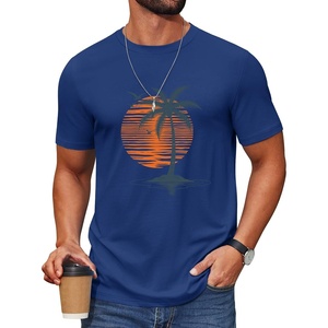 image:imageCOOFANDY Mens T Shirt Short Sleeve Cotton Blend TShirts Crew Neck Casual Summer Basic Tee ShirtsSunset Palms