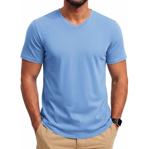 image:imageCOOFANDY Mens T Shirts Short Sleeve V Neck TShirt Casual Plain Basic TeeLight Blue