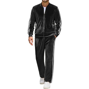 image:imageCOOFANDY Mens Velour Tracksuit 2 Piece Set Sweatsuits Velvet Jogging SuitsBlack