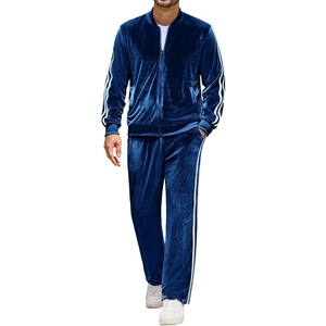 image:imageCOOFANDY Mens Velour Tracksuit 2 Piece Set Sweatsuits Velvet Jogging SuitsNavy Blue