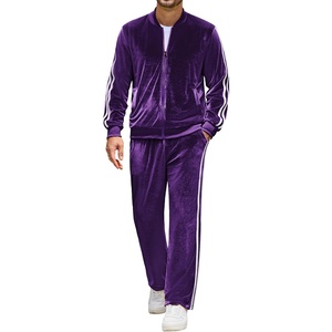 image:imageCOOFANDY Mens Velour Tracksuit 2 Piece Set Sweatsuits Velvet Jogging SuitsPurple