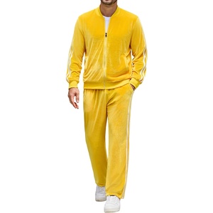 image:imageCOOFANDY Mens Velour Tracksuit 2 Piece Set Sweatsuits Velvet Jogging SuitsYellow