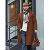 image:imageCOOFANDY Mens Double Breasted Trench Coat Long Pea Coat Winter OvercoatBrown