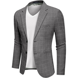image:imageCOOFANDY Mens Blazer Casual Sport Coats Regular Fit Lightweight Suit JacketCheckered Blazer  Gray