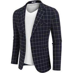 image:imageCOOFANDY Mens Blazer Casual Sport Coats Regular Fit Lightweight Suit JacketCheckered Blazer  Navy Blue