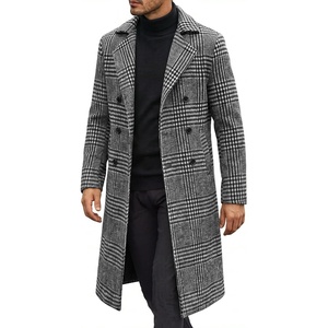image:imageCOOFANDY Mens Double Breasted Trench Coat Long Pea Coat Winter OvercoatBlack Plaid