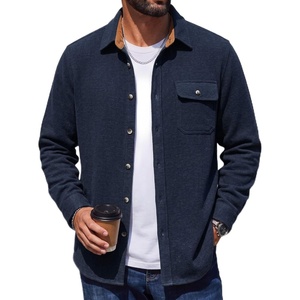 image:imageCOOFANDY Mens Flannel Shirts Long Sleeve Plaid Button Down Shirt JacketSolid Navy Blue