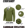 image:imageCOOFANDY Mens Cardigan Sweaters with Button Lightweight Casual V Neck Long Sleeve Pockets Knitted SweaterArmy Green