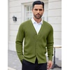 image:imageCOOFANDY Mens Cardigan Sweaters with Button Lightweight Casual V Neck Long Sleeve Pockets Knitted SweaterArmy Green