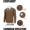 image:imageCOOFANDY Mens Cardigan Sweaters with Button Lightweight Casual V Neck Long Sleeve Pockets Knitted SweaterAshy Brown