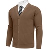 image:imageCOOFANDY Mens Cardigan Sweaters with Button Lightweight Casual V Neck Long Sleeve Pockets Knitted SweaterAshy Brown