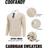 image:imageCOOFANDY Mens Cardigan Sweaters with Button Lightweight Casual V Neck Long Sleeve Pockets Knitted SweaterCream