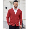 image:imageCOOFANDY Mens Cardigan Sweaters with Button Lightweight Casual V Neck Long Sleeve Pockets Knitted SweaterDark Red