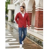 image:imageCOOFANDY Mens Cardigan Sweaters with Button Lightweight Casual V Neck Long Sleeve Pockets Knitted SweaterDark Red