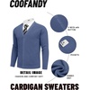 image:imageCOOFANDY Mens Cardigan Sweaters with Button Lightweight Casual V Neck Long Sleeve Pockets Knitted SweaterDusty Blue