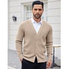 image:imageCOOFANDY Mens Cardigan Sweaters with Button Lightweight Casual V Neck Long Sleeve Pockets Knitted SweaterKahki