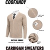 image:imageCOOFANDY Mens Cardigan Sweaters with Button Lightweight Casual V Neck Long Sleeve Pockets Knitted SweaterKahki