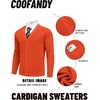 image:imageCOOFANDY Mens Cardigan Sweaters with Button Lightweight Casual V Neck Long Sleeve Pockets Knitted SweaterOrange