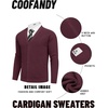 image:imageCOOFANDY Mens Cardigan Sweaters with Button Lightweight Casual V Neck Long Sleeve Pockets Knitted SweaterRed