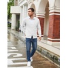 image:imageCOOFANDY Mens Cardigan Sweaters with Button Lightweight Casual V Neck Long Sleeve Pockets Knitted SweaterWhite