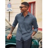 image:imageCOOFANDY Mens Casual Button Down Long Sleeve Untucked Denim Dress ShirtDark Blue