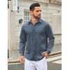 image:imageCOOFANDY Mens Casual Button Down Long Sleeve Untucked Denim Dress ShirtDark Blue