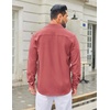 image:imageCOOFANDY Mens Casual Button Down Long Sleeve Untucked Denim Dress ShirtRed