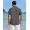 image:imageCOOFANDY Mens Cuban Guayabera Shirts Button Down Short Sleeve Linen ShirtDark Grey