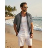 image:imageCOOFANDY Mens Cuban Guayabera Shirts Button Down Short Sleeve Linen ShirtDark Grey