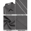 image:imageCOOFANDY Mens Cuban Guayabera Shirts Button Down Short Sleeve Linen ShirtDark Grey
