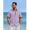 image:imageCOOFANDY Mens Cuban Guayabera Shirts Button Down Short Sleeve Linen ShirtLavender