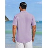 image:imageCOOFANDY Mens Cuban Guayabera Shirts Button Down Short Sleeve Linen ShirtLavender