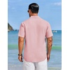 image:imageCOOFANDY Mens Cuban Guayabera Shirts Button Down Short Sleeve Linen ShirtPink