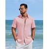 image:imageCOOFANDY Mens Cuban Guayabera Shirts Button Down Short Sleeve Linen ShirtPink